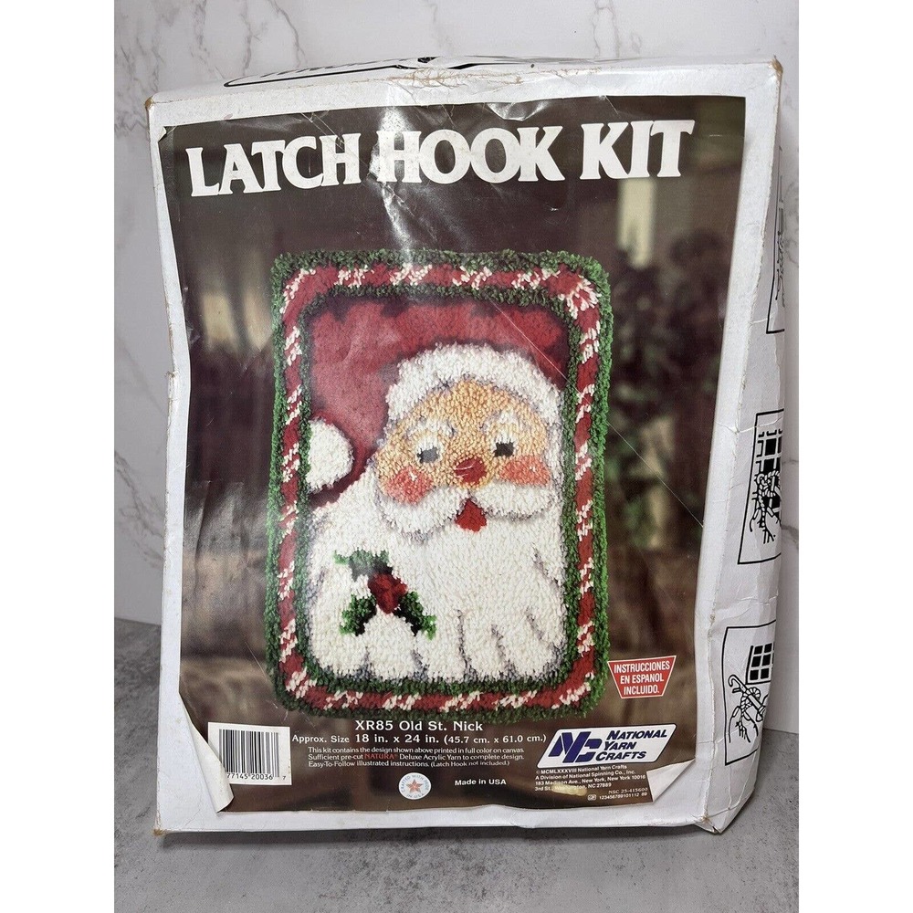 National Yarn Crafts Latch Hook Kit XR85 Old St. Nick 18x24" Open Box